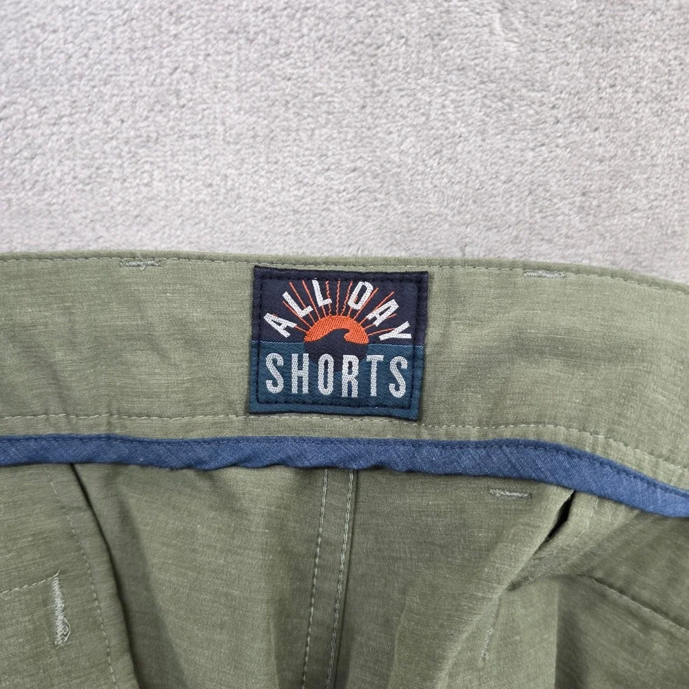 Faherty All Day Shorts Mens 40 Green Flat Front‎ Hybrid Performance Casual